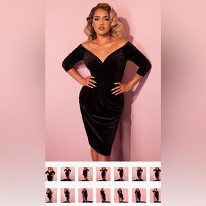 Vixen Micheline Pitt size large black velvet wiggle dress